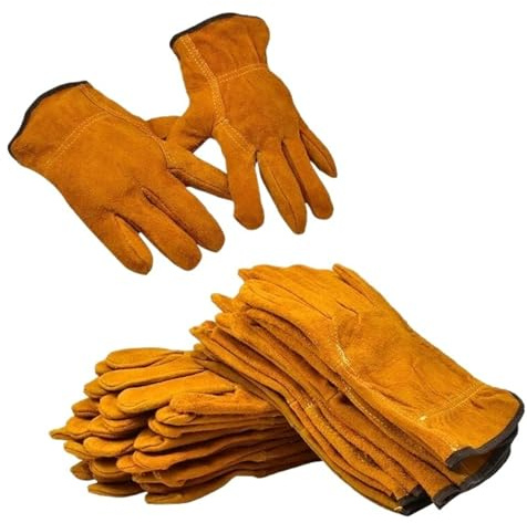 3/5/10 pares de guantes de trabajo de protección laboral cuero vacuno suave protección de soldadura guantes de soldadura aislados resistentes al desgaste(10pairs)