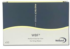 Welland WBF050, hudskyddsdukar, alkoholfri, barriärfolie utan brännande, 50-pack