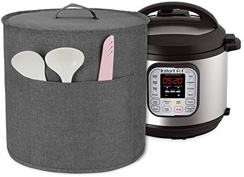 Luxja Copertura per Instant Pot IP-DUO60, Cover con Tasche Posteriori per 6 litri Pentole a Pressione Elettriche e Accessori, Grigio