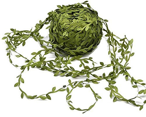10m Artificial Leaf String Flowers Vine Wall Hanging Silk Flower Garland Wedding Party Decoration Wreath Decorative DIY Craft (Green)