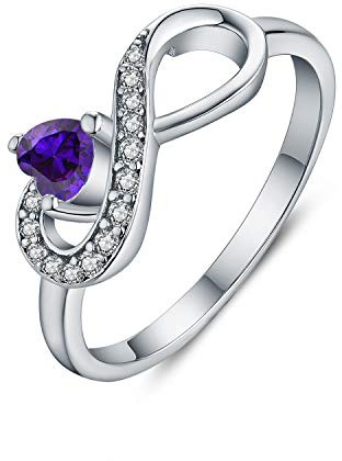 JO WISDOM Infinity Heart Promise Rings for Her Sterling Silver Friendship Ring February Birthstone Ring Size 11