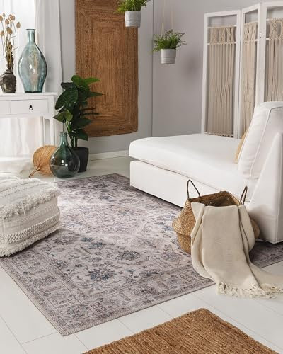 benuta Pop Teppich Laury - Beige 120x170 cm - Kunstfaser - Rechteckig & im Style: Vintage - Pflegeleicht für Wohnzimmer Schlafzimmer