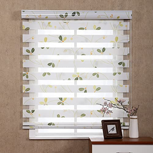 XUNFAKEJI Doppelrollo mit Gemustert,Duo Rollos für Fenster,Zebrarollo,lichtdurchlässig und verdunkelnd Wandmontage Sichtschutz,für Tür Fenster,mit Zubehör,Anpassbar (W50xH130cm)