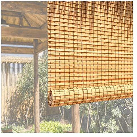 Bambus Rollo for Garten Außenbereich Balkon,90% Verdunkelung Lichtundurchlässig Blickdicht Fenster Bambus Rollo,mit Zubehör und Lift,Karbonisierte Farbe (Size : 100x220cm)