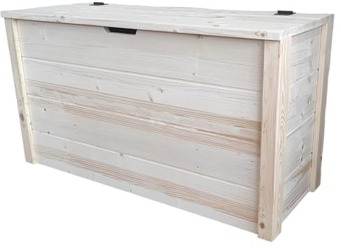 TOTAL WOOD 2012, Baúl en Madera Natural, Modelo Matej, Baúl con Tapa para Interior y Exterior, Disponible en Varios Medidas (90x35x50)
