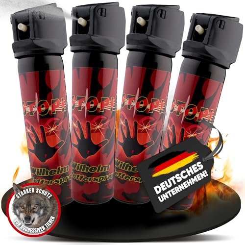 4 x Wilhelm Pfefferspray 60 ml Tierabwehr Selbstverteidigung CS KO Jet