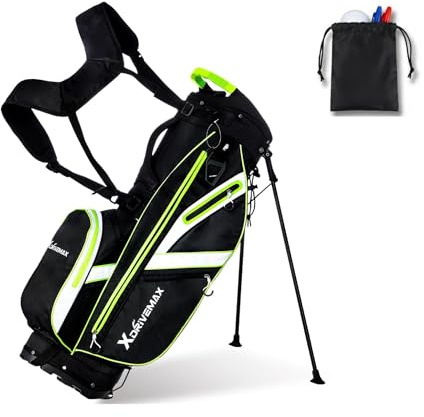 XDriveMax Golf Stand Bag, Lightweight 8-Way Top Dividers Golf Bag with Insulated Cooler Pocket, Dual Strap System & Rain Cover, Includes Golf Accessory Pack