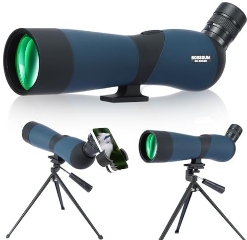 Spektiv für Zielschießen - HD Spektiv mit Stativ Tragetasche & Smartphone Halterung - BAK4 Wasserdicht Spektiv für Vogelbeobachtung Jagd Wildlife Scenery Jagd Wildtiere Stargazing (20-60b)