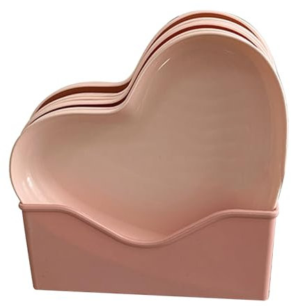 Tissting 5 Pcs Piatti a Forma di Cuore, 18 x 14 cm, Rosa - Ideali per Snack, Torte e Aperitivi, Leggeri e Facili da Pulire, Perfetti per Feste e Riunioni