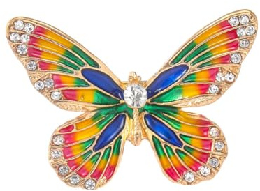 Élégante broche papillon en strass - Grande broche papillon colorée - Jolie broche en forme d'animal pour manteaux, vestes, pulls - Accessoires, Métal
