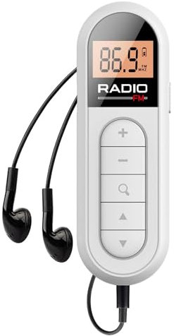 Miiauflskld Mini Radio FM de Bolsillo 300MAh Radio PortáTil Recargable 76-108MHZ con Pantalla LCD Retroiluminada Auriculares con Cable de 3,5 Mm