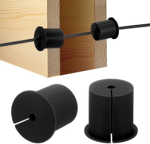 M METERXITY 2-Pack Cable Routing Kit, for 1-3/8 Inch Wall Hole Silicone Feed Through Wall Grommet Cable Punch Grommet Wall Hole Cover Bushing for Ethernet Cable [38mm Length, Black]