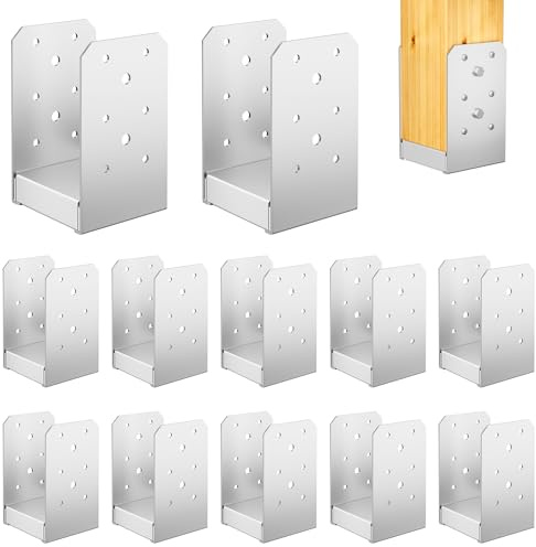 FMhotu 4x 4 Post Base, 12Pcs Stainless Steel Adjustable Post Anchor Bracket (Internal 3.5 x 3.5), Adjustable Post Base for Pavilion Deck Porch Handrail Railing Support Decorative Anchor Plate