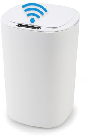 Sensor Mülleimer 12L,Automatischer Touchless Mülleimer Intelligenter mit Deckel,No Noise,Wasserdicht,Elektrischer Plastik Abfallbehälter für Bad Büro Küche,Schlafzimmer,Weiß