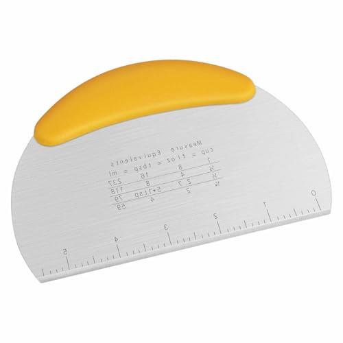 Degskrapa, degskärare med blad i rostfritt stål av livsmedelskvalitet och mjukt TPR-handtag, 16 cm, bakverksskrapa, gul