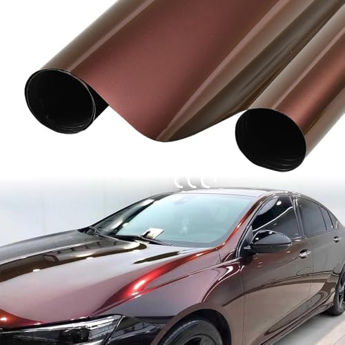 XhuangTech Chrome Chameleon Car Film Black Red, Self-Adhesive Car Wrap Film DIY Metallic Decal, Air Release Paint Film Waterproof Exterior Interior Accessories for Car, Motorbike, Bicycle (50×152CM)