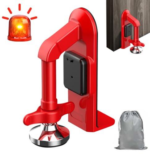 Dörrstopp larm 80 dB, bärbart dörrlås och dörrlås för hotell, lägenhet och resor, dörrblockering med sensor, ingen borrning, reselåsdörr, dörrlarm för säkerhet hemma