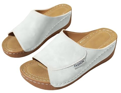 Zapatillas de estar por casa con tacón de cuña sandalias de cuña con suave moda romano zapatos elegantes para mujer verano sandalias cómodas peeptoe mocasines transpirables ahuecados zapatos de
