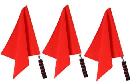 Cabilock 3 pezzi Bandiere Segnali Arbitro Rosse in Acciaio Inossidabile Manico Robusto e Leggero per Eventi Sportivi e Gare Bandiere di Avvertimento per Calcio e Gare su Pista
