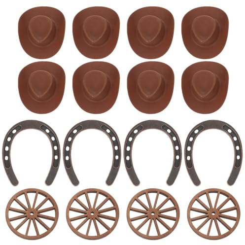OUNONA Western-tema Partydekorationer med Mini Cowboyhattar och Hästskor Borddekorationer för Cowboyfester och Country-temafester Västerländska Festcenterpieces