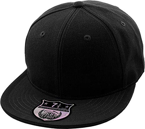 KBETHOS KNW-2364 BLK (7 1/2) The Real Original Fitted Flat-Bill Hats True-Fit, 9 Sizes & 20 Colors