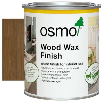 Osmo Wood Wax Finish 3168, Oak Antique Satin Finish, 750ml - Durable Furniture Wax for Wooden Furniture, Water-Resistant Floor Wax, Wood Treatments - Ideal for Oak, Pine & More