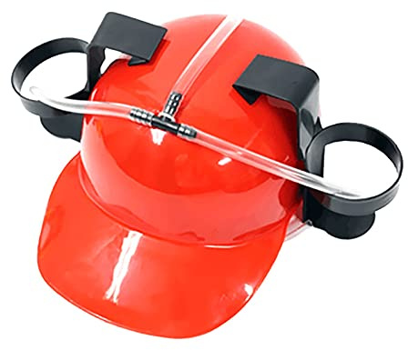 Ekrfxh Guzzler - Casco regolabile per bere, bere, cappello con cannuccia per birra, soda e feste, gadget divertenti, Rosso, Etichettalia unica