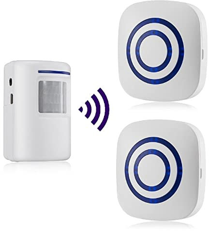 Alarma de Seguridad, HommyFine Inalámbrico Timbre de Alarma para la Puerta con Sensor de Movimiento PIR Infrarrojo Detector de Timbre del Sensor