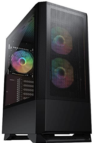 Cougar MX430 Air RGB Compact ARGB - Caja de torre media con panel frontal de malla, color negro