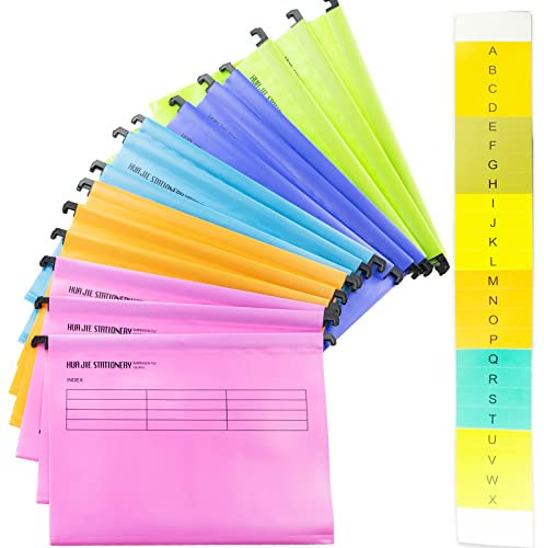 Hängemappen A4 mit Tabs und Karteneinlagen für Aktenschränke (15 Stück, gemischte Farben) Polypropylen A4 Hängehefter für Büro Zuhause Schule