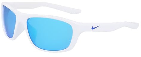 Nike Unisex Sun Sunglasses, 100 White Blue Mirror, 57