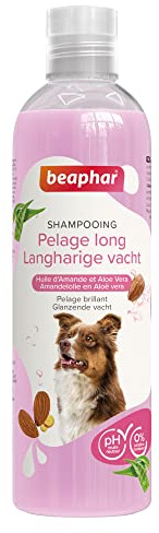 BEAPHAR – Shampooing Essentiel Pelage Long pour Chien – Extra-Doux – Pelage Brillant – Anti-Noeuds– Contient Huile d'Amande et Aloe Vera– sans parabène ni Silicone– pH Neutre – Produit Vegan – 250 ML