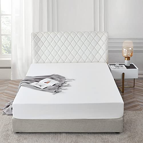 AR Ware Fitted Sheet Single Bed 100% Egyptian Cotton 300 TC, Soft and Fade Resistant - Hotel Quality 30cm Deep Pocket Bed Sheets (92 x 190 cm, White)