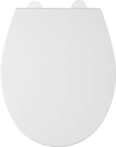 Croydex Capri Oval Toilet Seat Soft Close and Quick Release Button - with Adjustable Hinges to Fit All Standard Toilets, Heavy Duty White Polypropylene, Bottom Fixing