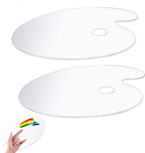 2 Pieces Art Palette, Gemischte Palette, Farbmischpalette, Paletten-Acrylfarben Mischen, Palette, Palette Acrylfarbe, for DIY Art Painting (Oval)