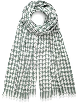 GLORIS Écharpe chaude en cachemire automne hiver pied-de-poule / châle XL châle enveloppement chaud pashmina écharpes 200 x 70 cm., vert, 200x70 cm