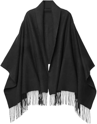 PFLife Bufanda de Cachemira Femenina 80'' x 27'' Bufanda de Regalo Femenina Pashmina Chal Suave y Cálida en Invierno Envuelta (A-Negro)