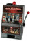 Spardose in Form eines Spielautomaten mit Musik und Lichtern – Spardose mit Machine-Design, batteriebetrieben, Kunststoff, 33 x 29,5 x 42 cm, Schwarz, Rot und Silber