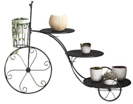 Blumenständer Blumenregal Blumenbank Metall-Pflanzenständer In Fahrradform, Mehrere Pflanzenständer, Blumenregal-Display Pflanzenständer Blumentreppe Pflanzenregal ( Color : Black , Size : 96*70cm )