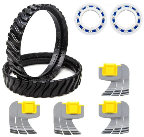 BigKing Confezione da 4 Spazzole Cicloniche per Pulizia Piscina, 2 Binari per Pneumatici, 2 Alberi di Trasmissione, Compatibile Piscine Zodiac MX8 MX6