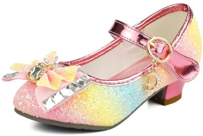 TRIWORIAE-Chaussures de Princesse à Talon pour Filles avec Paillettes Chaussures Reine Chaussures de Déguisement Scintillantes pour Fêtes et Anniversaires Couleur 26