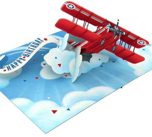 PaperCrush® Carte pop-up Happy Birthday Avion - Carte d'anniversaire 3D amusante pour garçons et hommes, carte de vœux spéciale ou petit cadeau pour un anniversaire d'enfant