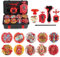Netoke 10 in 1 Gyros Set, 4D Kampfkreisel Kreisel Battle mit Launcher Gyros, inkl 4 Stück Gyros Accessory Set, Rot