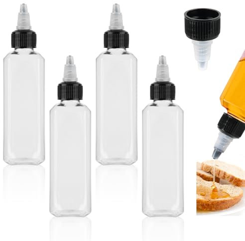 MIHURO 8 Stück Squeeze Flasche, 100ml/3.5oz Mehrzweck Squeeze Flasche Dosierflasche, Ölflasche Plastik, Soßenflaschen mit Schraubdeckel leicht nachfüllbar für Senf Mayo Olivenöl Honig Gewürze
