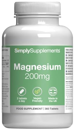 Magnesium 200mg Tablets | Supports Normal Muscle Function | Vegan & Vegetarian Friendly | 360 Tablets = 6 Months’ of Supply | Made in The UK in Accordance with GMP Standards