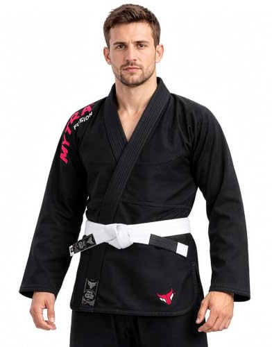 Mytra Fusion BJJ Gi per Adulti — Kimono Jiu Jitsu per Uomo e Donna | Cuciture Rinforzate, Fascia in Vita Regolabile — Kimono BJJ per Allenamento e Competizione (Nero, A5)