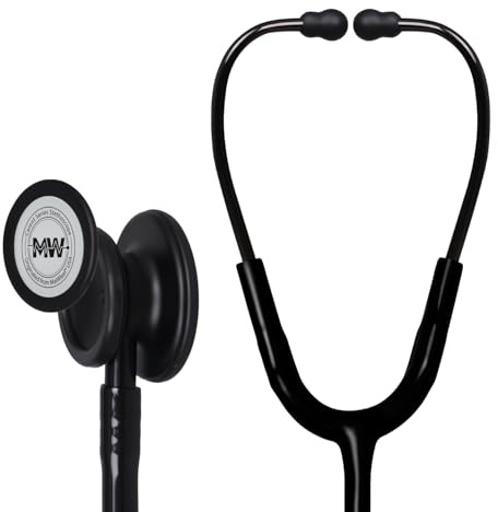 MaiWieel-Classic Monitoring Stethoscope Professional Dual Head All Black Stethoscopes For Nurse,Doctor,Vet,Home Medical,EMT,Double-Sided Stainless Chestpiece,Flexible Tubing & Soft Sealing Eartips(Titanium Black)