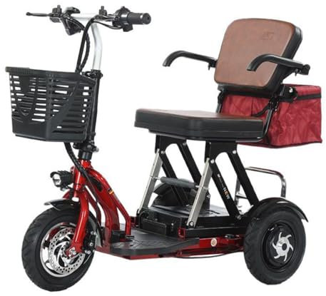 Elektro Dreirad Für Senioren Elektrisch Elektromobile Faltbar Elektrischer Rollstuhl Rollator Leichter Reisemobilitätsroller Mit Ladegerät Und Korb (1)