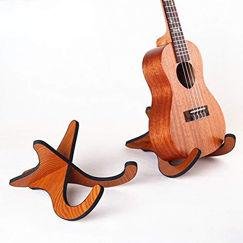 Ukulele Shelf Violin Wooden Piano X-Frame Style Portable String Instrument Holder with Soft Leather Edges Small Guitar Folding Vertical Stand