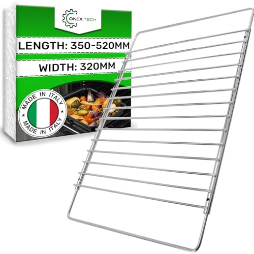 ONIX TECH Backofenrost Ausziehbar mit Einem Breitenbereich von 350 mm bis 520 mm und Breite 320 mm - Universal - Garantie 5 Jahre - Made IN Italy